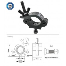 KUPO KCP-830 SLIM TYPE HALF COUPLER, BLACK. ХОМУТ УЗКИЙ (M10)