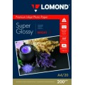 LOMOND А4  BRIGHT 200 ГР. ОДНОСТОРОННЯЯ СУПЕРГЛЯНЦЕВАЯ,  20Л. (1101112)